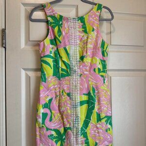 Lilly Pulitzer pink and green flamingo dress